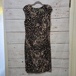 Lauren Ralph Lauren Animal Print Wrap/Drape Dress – Size 14